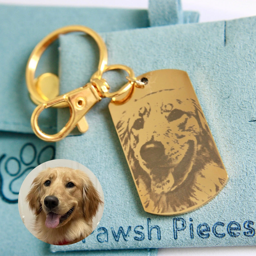 Pet portrait ID keychain