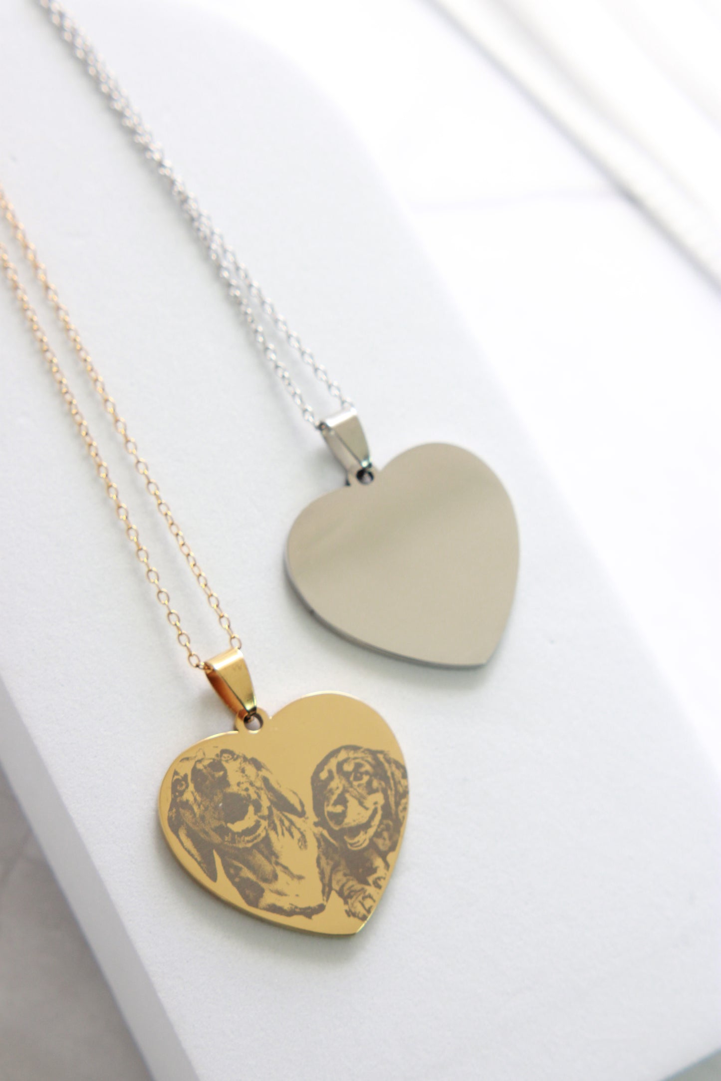 Pet portrait big heart necklace