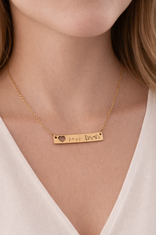 Heart bar necklace