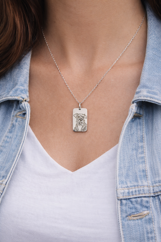 Pet portrait mini ID tag