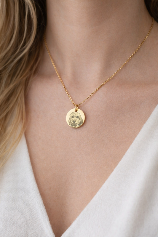 Pet portrait Round Necklace