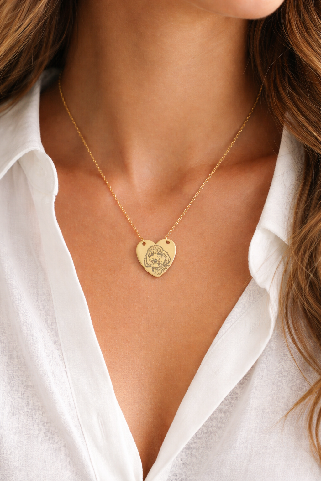 Pet portrait small heart necklace