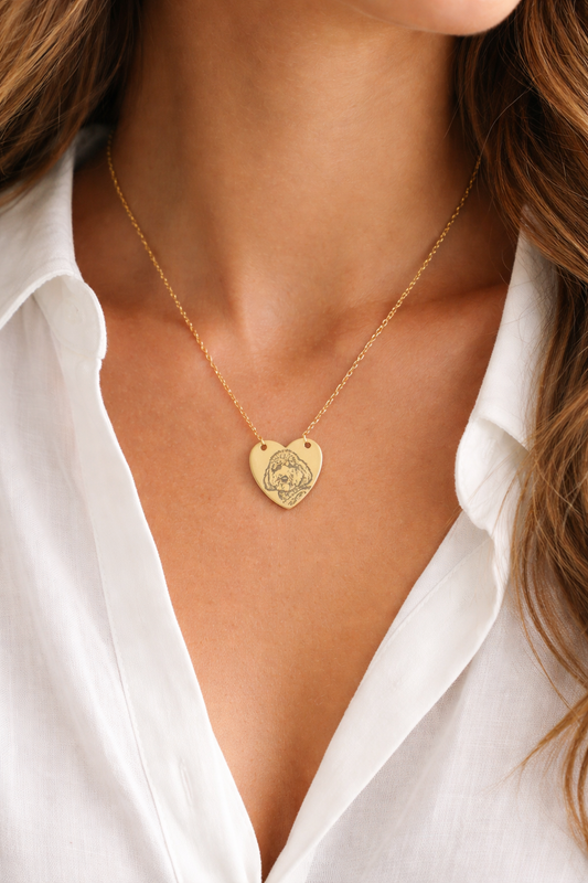 Pet portrait small heart necklace
