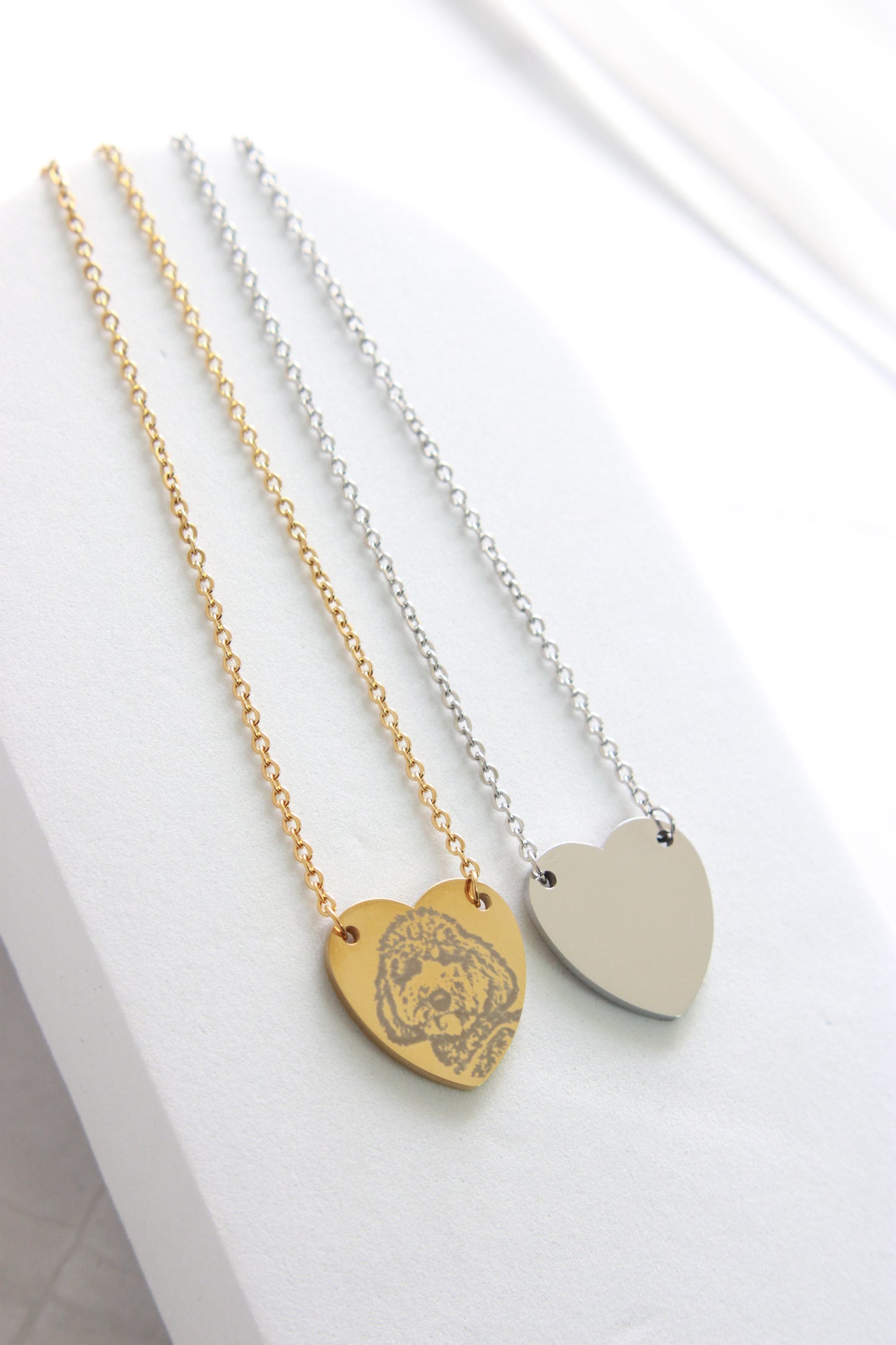 Pet portrait small heart necklace